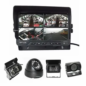 Cámara de seguridad DVR para coche, sistema de Monitor de 7 pulgadas, 4 canales, AHD, para autobús, camión de bomberos, remolque, contenedor, Tractor, Dozer