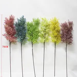 Forneca folhas coloridas a granel de baixo custo, folhas de alecrim falsas, plantas, corte de seda, decorativo, enfeite de flores artificiais de folhagem de árvore