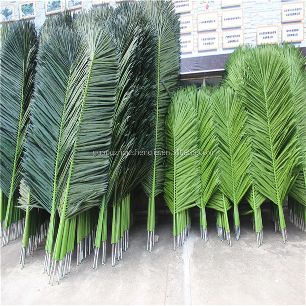 Оптовая продажа, искусственные листья пальмы, искусственные кокосовые листья для украшения, имитация дерева, светлый и темно-зеленый Global