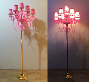 Wholesale 7 Lights Fabric <strong>Lamp</strong> Shade Red <strong>Gold</strong> Crystal Glass Floor <strong>Standing</strong> <strong>Lamps</strong> - Product Image 3