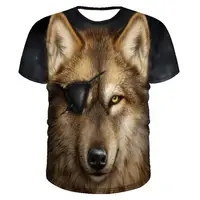 Yeni özel tüm üzerinde 3d süblimasyon baskı T Shirt 3d hayvan baskı süblimasyon erkekler's kısa kollu kurt baskı T Shirt
