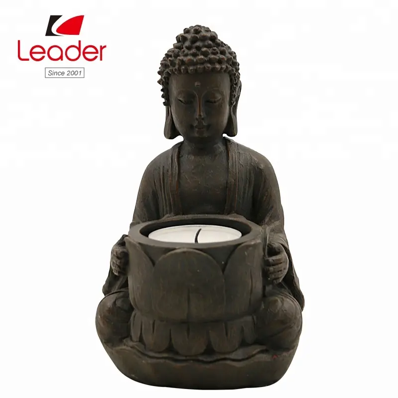 Top vendite polyresin piccolo buddha tealight titolare della decorazione della casa, resina Mini buddha supporto di candela