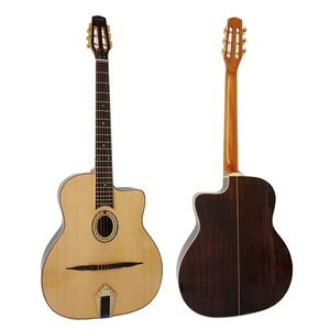 Guitarra de Jazz Gitana Aiersi Profesional Hecha a Mano con Cuerdas de Acero y Madera Sólida, Instrumento Musical Vintage Bluegrass (GP03T) - Product Image 2