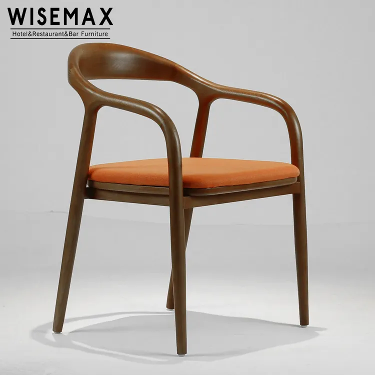 Vendita calda antico in legno massello sedia imbottita in tessuto sedia da pranzo cafe restaurant uso elegante sedia di legno