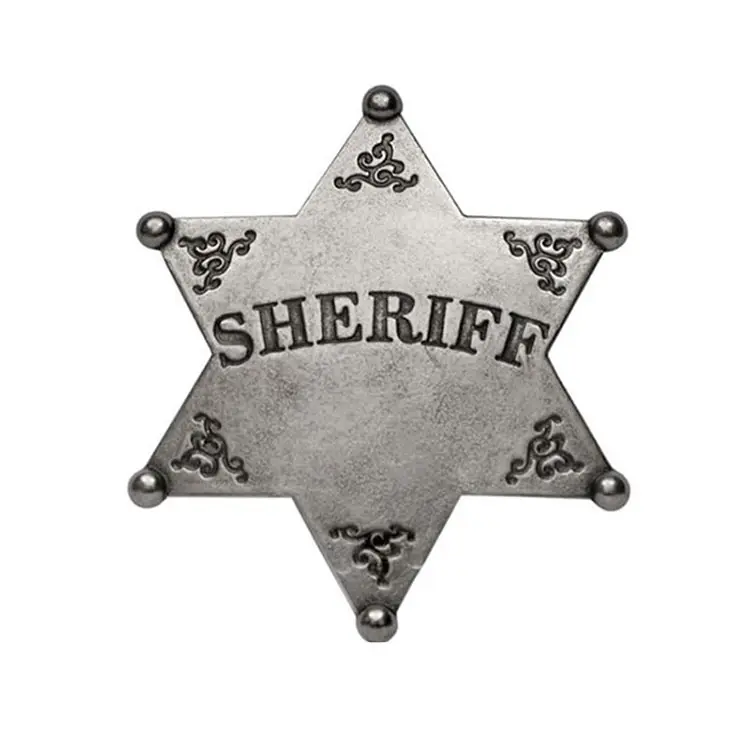 Insignia personalizada de la estrella del sheriff de metal chapado en oro