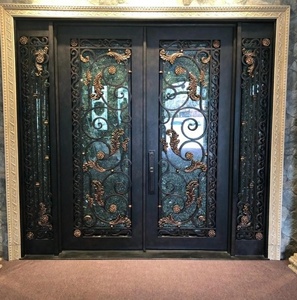 Villa di lusso In Ferro Battuto Porte di Ingresso con apribile <span class=keywords><strong>finestra</strong></span> di vetro temperato - Product Image 1