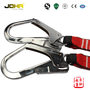 Cuerda de Seguridad con Doble Gancho y Amortiguador de Impactos <span class=keywords><strong>JOHA</strong></span>, Poliéster de Alta Tenacidad 25KN, Certificación CE, 45mm, para Trabajo, Posicionamiento, Rescate y Escalada en Roca - Product Image 3