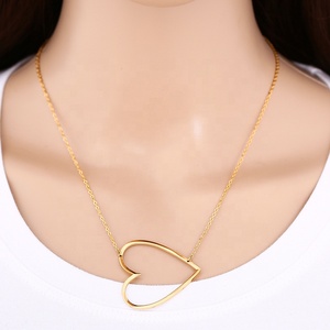 Custom made gioielli in argento tono oro di grandi dimensioni di grandi dimensioni personalizzato sideways big <span class=keywords><strong>cuore</strong></span> <span class=keywords><strong>collana</strong></span> di cerimonia nuziale - Product Image 4