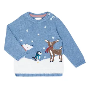 Nouveau design Pull en coton doux de Noël 2024 Design de renne pour les enfants