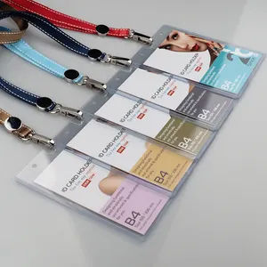 Cordão de emblema colorido, cordão de id com suporte de cartão de pvc, conjunto para ama