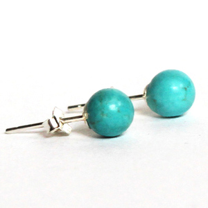6mm Natural <strong>Turquoise</strong> <strong>Earrings</strong> With 925 Sterling Silver <strong>Studs</strong> Semi Precious Gemstone <strong>Stud</strong> <strong>Earrings</strong> - Product Image 4