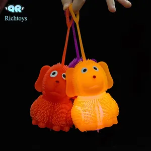 Squeeze cão macio, em forma de cão, divertido, confiável, animal sensorial, luz para cima, yoyo, bolas puffer, brinquedo