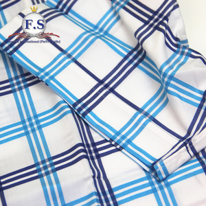 Luminoso blu plaid/madras di fascia alta degli uomini <span class=keywords><strong>camicia</strong></span> manica corta - Product Image 5