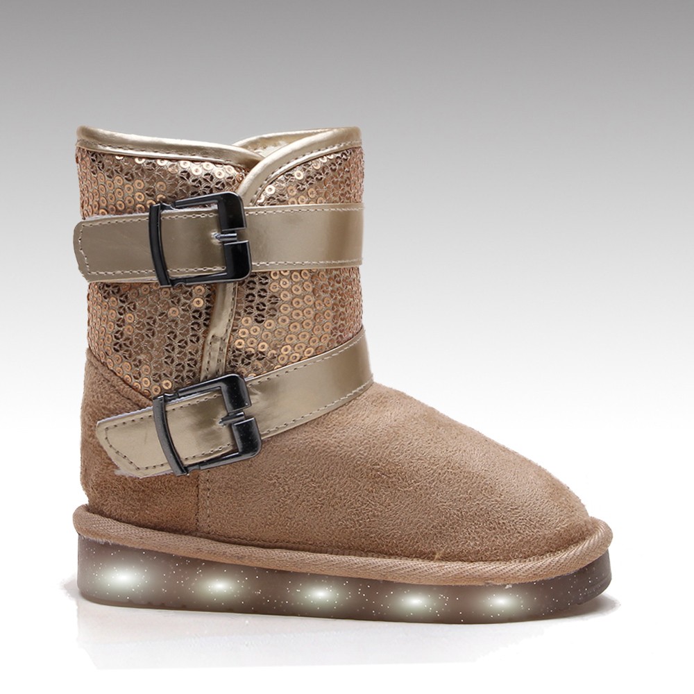 HC-563 2016 зимние меховые детские светящиеся светодиодные ботинки