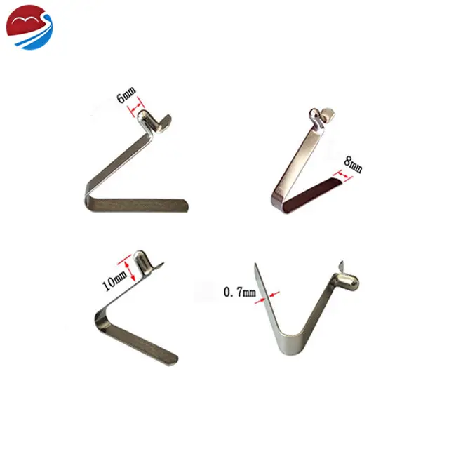 Factory wholesale stamping metal v shaped flat lock push button spring clip for tube