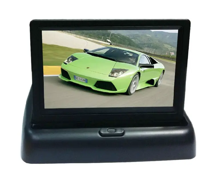 4.3 "Car Auto Foldable Monitor LCD Screen Dash Stand w/3M Sticker, 12-24V Input Universal für Truck Auto 2 RCA Video Channels f