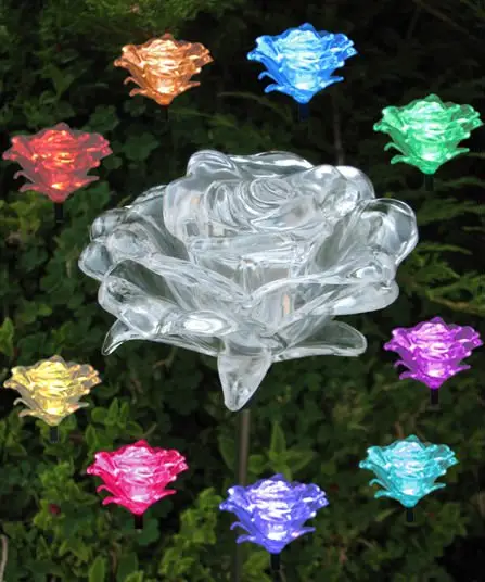 Solar Roses w/Color Changing leds 2-pack