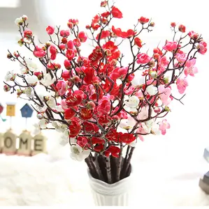 YI WU ZERO Hot Sale High Quality Real Touch Decorative flower Silk Plum Artificial Cherry Blossom For Home Wedding Decoration