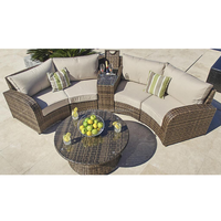 Muebles para fiestas al aire libre en forma de media luna, de mimbre, para jardín, estilo italiano, baratos, 4 asientos