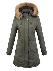 Vente en gros de manteaux d'hiver de bonne qualité, <span class=keywords><strong>parka</strong></span> rembourrée bon marché <span class=keywords><strong>imperméable</strong></span> à la taille élastique <span class=keywords><strong>avec</strong></span> bordure en fourrure de nylon/polyester pour femmes - Product Image 3