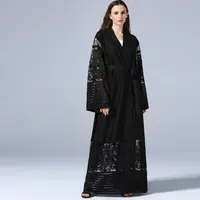 Pakaian Muslim Wanita, Gaun Abaya Dubai Wanita Arab Kualitas Tinggi Gaun Bordir Muslim Y10371