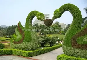 LSWS15122205 озеленение поддельные пластиковые листья самшита лебедь скульптура для парка развлечений