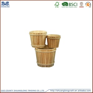 Vintage couleur seaux en bois, petit pas cher utilisé en bois de baril/seau - Product Image 4