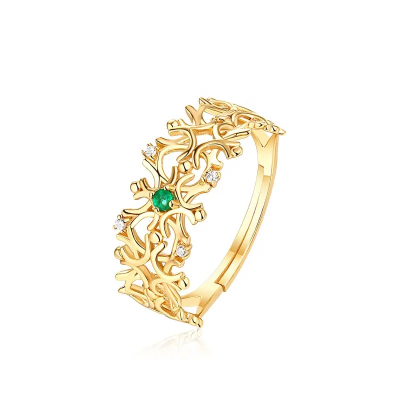 Desain Baru Perhiasan Perak Murni Bijoux Pemasok Renda Emas Keabadian Cincin Bintang