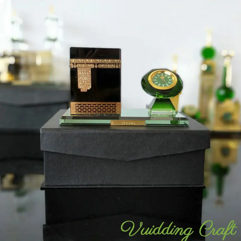 Gift Box Package Crystal Kaaba+Diamond Clock Makkah For Islamic Gift