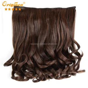 Wholesale high quality wavy 5 clips on hair extension cheap synthetic clip in hair extension for women mix color 2# 30#