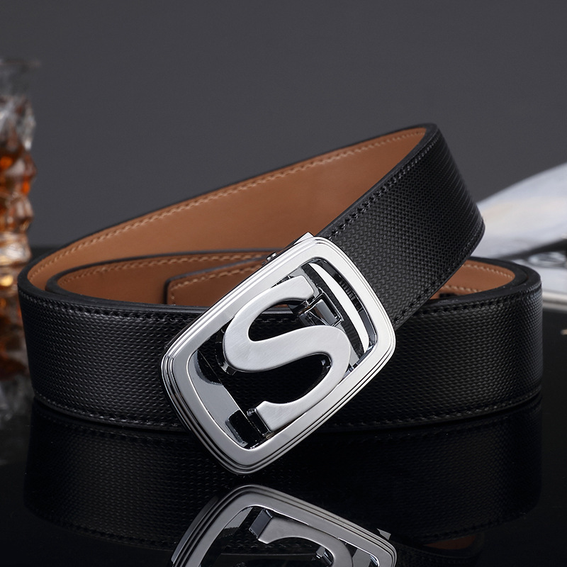Custom 3.5cm Width S Letter Buckle Automatic Belts for Men  display picture 1