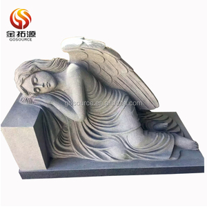 Personnalisation en usine d'une pierre tombale et d'un monument en granit avec ange pleureur, style européen - Product Image 2