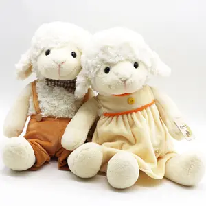 Cute plush Lamb with Bow Tie White Soft Toy Sitting Sheep Plush Toy