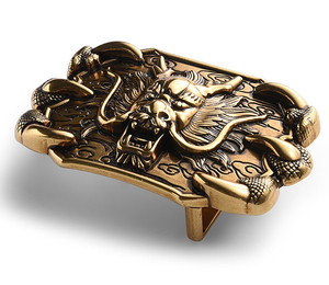 Boucles de ceinture occidentales en alliage de zinc moulé sous pression, finition 3D tête de dragon, diamètre intérieur 40 mm - Product Image 3