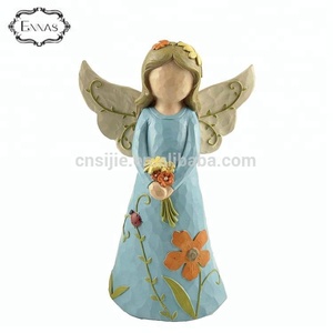 Tenant <span class=keywords><strong>des</strong></span> <span class=keywords><strong>fleurs</strong></span> Fille figurine Polyresin Ange Statues pour LA MAISON CADEAUX - Product Image 1
