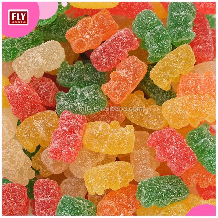 Sugar Coated Colorful Bear Shape Rubber / Gummy Bear Candy