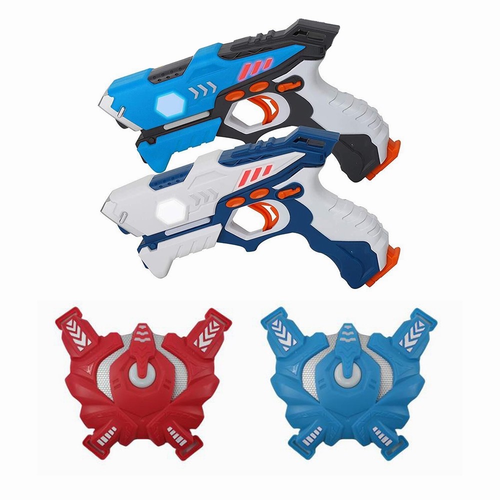 Набор пистолетов с инфракрасными лазерными бирками и жилетами, 2 лазерных бирки для игрушек для помещений и улицы, лазерные бирки для удаления бластера