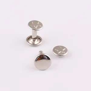 customized metal round head double cap rivets for bag leather fastener