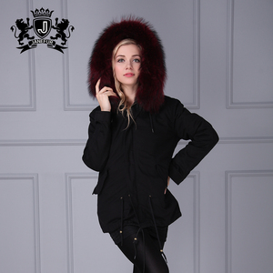 Vente en gros directe d'usine, manteau à <span class=keywords><strong>capuche</strong></span> en fourrure, style classique, parka d'hiver pour femmes, col en fourrure de raton laveur véritable épaisse - Product Image 3