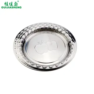 Cheap Stainless Steel Round Barware Serving Tray for BBQ/Food/Fruit/Beer, Wholesale Decorative Charger Seashell Dinner Plates