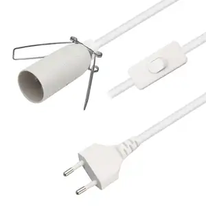 2 prong plug European lamp power cord with on off switch and E14 lamp holder for salt lamps cord kits