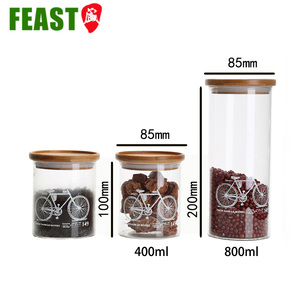 <span class=keywords><strong>Pot</strong></span> de rangement en verre hertique, de grande capacité, <span class=keywords><strong>transparent</strong></span> avec couvercle en bois, 1 pièce - Product Image 4