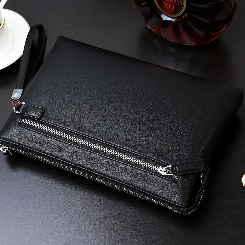 Cross Pattern Leather Wallet Bag /Fashion men's Wallets Bag with Zipper/for Simper Elegant Gentleman Handbag