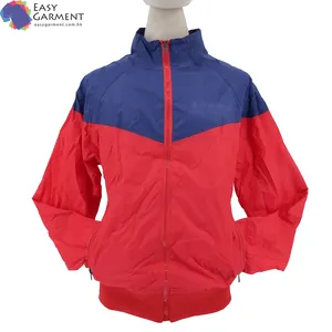 OEM Custom made men clothing cheap custom printing logo 100% cotton waterproof red full zip reversible jacket for running