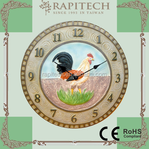 Horloge murale d'intérieur/extérieur de conception moderne de coq Matériel de polyrésine de quartz Style de jardin - Product Image 4