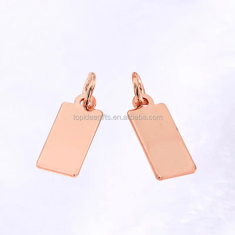 Customized Jewelry tags Factory Rose Gold Rectangle Shape Metal Blank Tags For Jewelry Bracelet & Necklace Free Engrave Logo