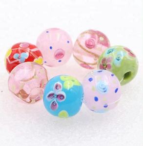 Perles en verre de Murano à gros trous 20mm perles focales rondes perles en cristal de verre au chalumeau pour accessoires de ceinture de <span class=keywords><strong>kimono</strong></span> <span class=keywords><strong>japonais</strong></span> - Product Image 3