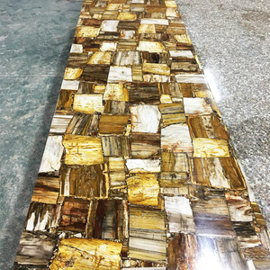 Panneau de revêtement mural pour villa, prix d'usine, dalle de bois pétrifié brun naturel massif, pierre fossile à vendre - Product Image 3