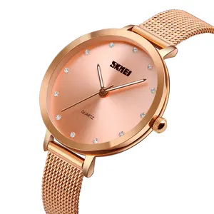简单 SKMEI 1291 高品质手表 3atm 防水不锈钢背面最新手表设计为女士们