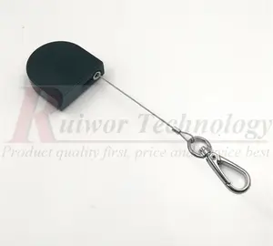 RUIWOR RW0824 D-shaped Small Spring Cable Cord Retractor Plus Key Hook Wire Rope End as Tethered Mechanism